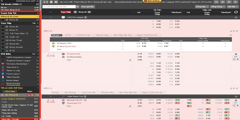 Nhiều bộ môn thể thao hay trên IM